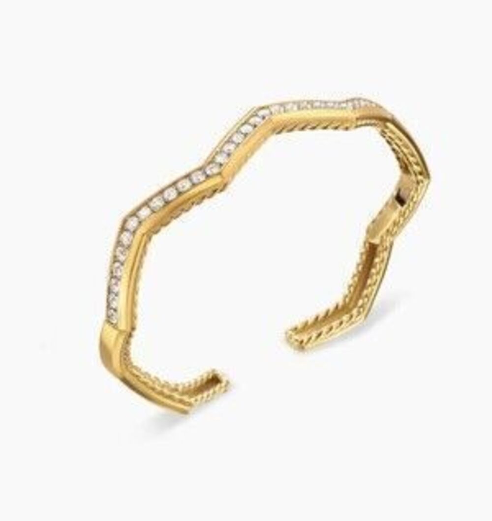 David Yurman Gold 5mm Single Row Diamond Cuff Bracelet